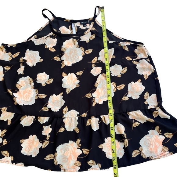 Torrid Black  Halter Tank 2x White Cream Roses Drop Peplum Waist - Picture 6 of 8